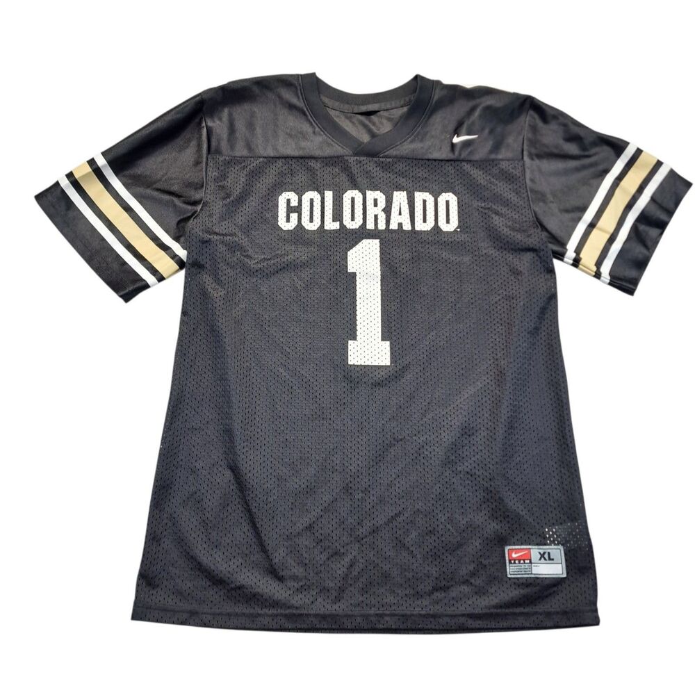 Vintage Colorado Buffaloes Nike Football Jersey #1 Youth XL 20 Black Gold